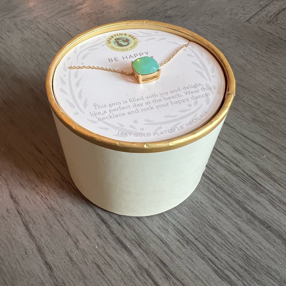 Spartina 449 Gold and Turquoise “Be Happy” Necklace